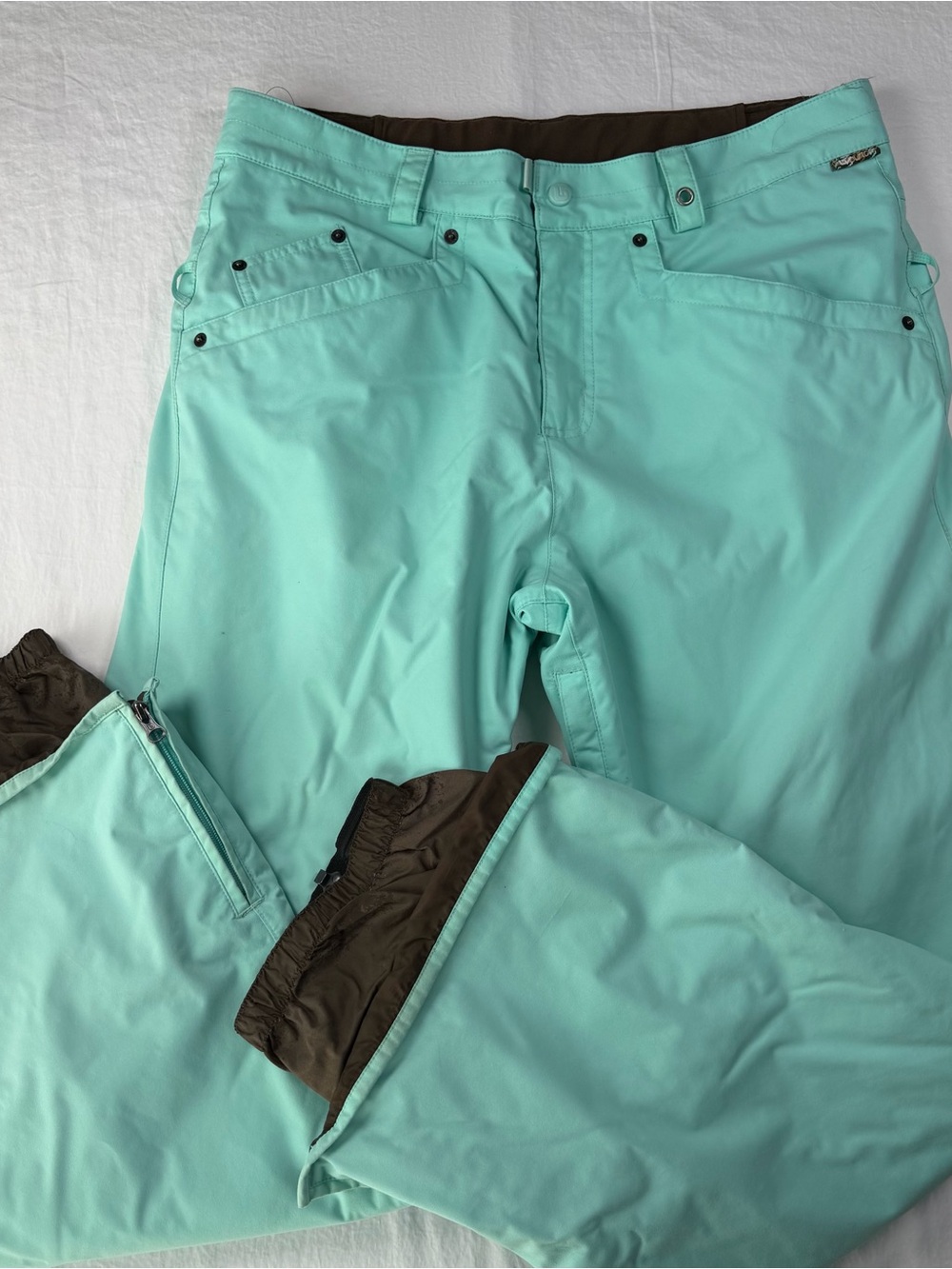 Burton Womens L Mint Snow PantsInsulated Snowboard Ski Aqua Teal Gaiters